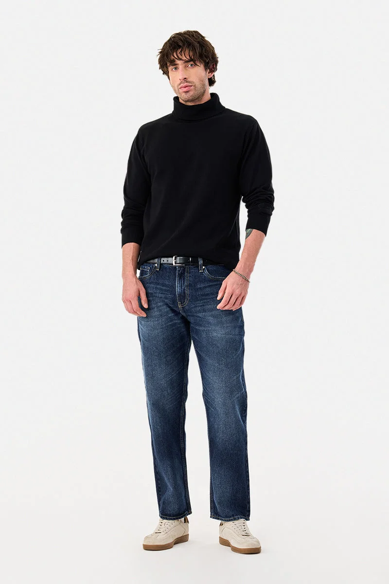 SNITCH 100% Cotton Flat Knit Turtleneck Sweater
